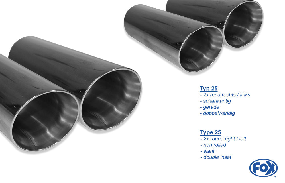 VW Golf VII  - Einzelradaufhängung - R-Optik Endschalldämpfer rechts/links - 2x90 Typ 25 rechts/links