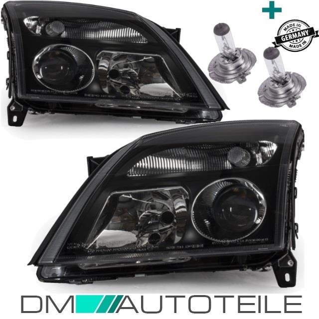 Set Opel Vectra C Signum Klarglas Scheinwerfer Rechts & Links Schwarz H7/H7 +2x H7 Birnen