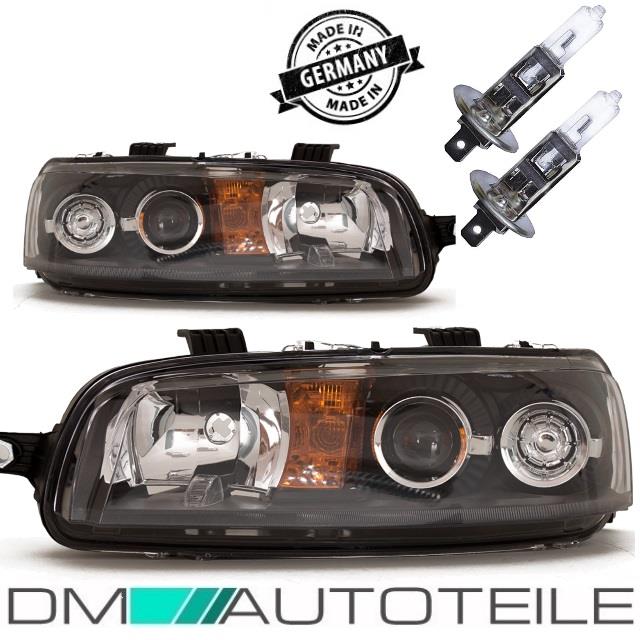 Satz Fiat Punto Scheinwerfer Schwarz H1/H1 188 99-03+H1 Birnen Set