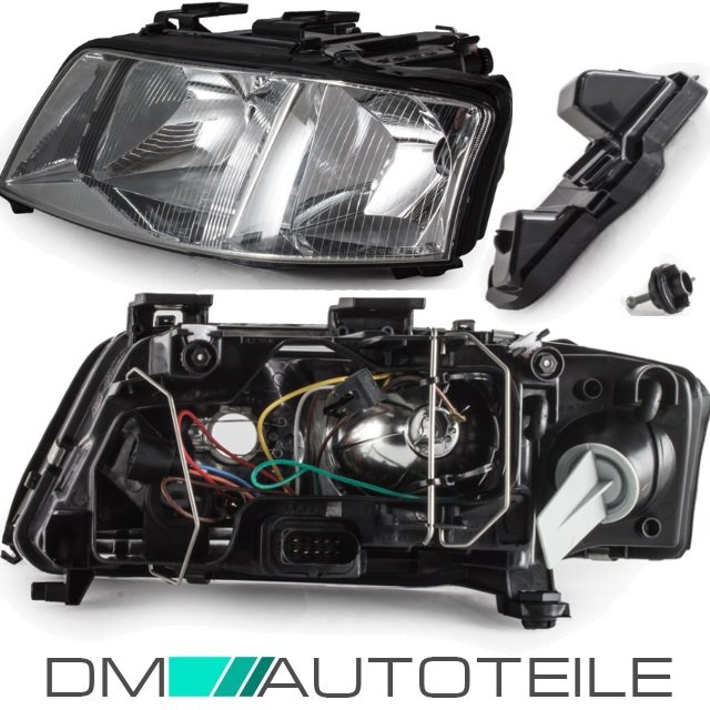 Set Audi A6 4B Scheinwerfer Rechts+Links 97-01 H7/H1 Klarglas für elektr.LWR OEM