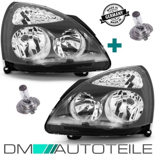Set Renault Clio II Scheinwerfer rechts+links schwarz Bj 01-05 H7/H1 VR6 Design+Birnen