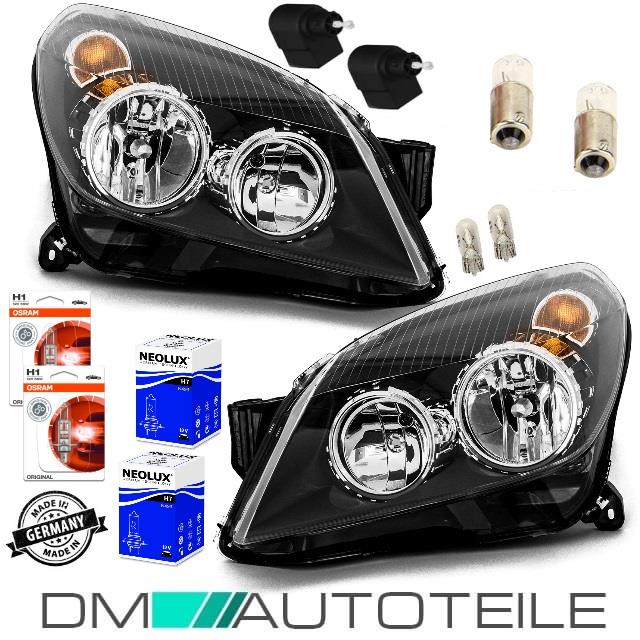 Set Opel Astra H Scheinwerfer Schwarz Rechts & Links + Birnenpaket Komplett