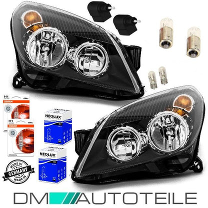 Set Opel Astra H Scheinwerfer Schwarz Rechts & Links + Birnenpaket Komplett