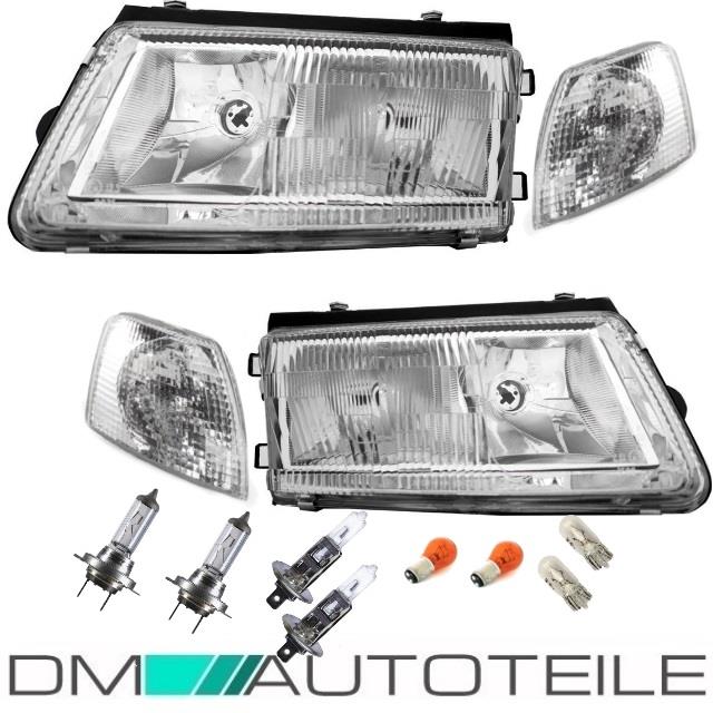 Scheinwerfer SET für LWR H7/H1 + Blinker + Birnen Set passt für VW Passat 3B 97-00