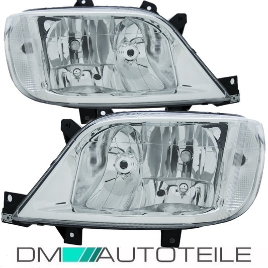 Set Mercedes Sprinter Facelift Klarglas Scheinwerfer Rechts & Links Bj 02-06 ohne Nebel H7/H3