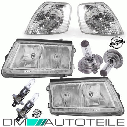Scheinwerfer SET H7/H1 ohne Nebel +Blinker Weiß + 4x Birnen passt für VW Passat 3B