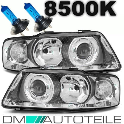 Set Audi A3 8L 8L1 Klarglas Scheinwerfer RE+LI 00-03 H7/H1 + Xenon Look Birnen H7