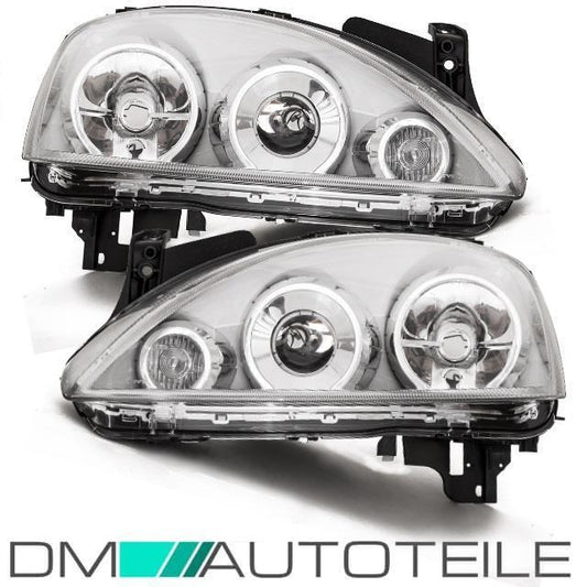 Set Opel Corsa C Scheinwerfer Klarglas Chrom H7/H7 Bj 00-06 +4x H7 Philips Birnen
