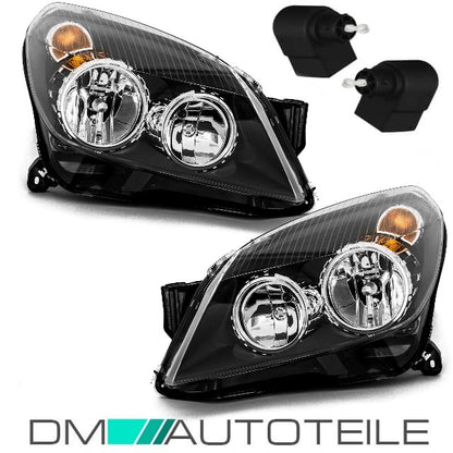 Set Opel Astra H Scheinwerfer RE+LI Schwarz Bj 04-10 H7/H1+ Stellmotoren +4x H7 Philips Birnen