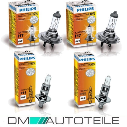 Set Opel Astra H Scheinwerfer RE+LI Schwarz Bj 04-10 H7/H1+ Stellmotoren +4x H7 Philips Birnen