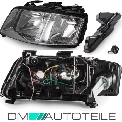 Set Audi A6 4B Scheinwerfer Rechts+Links 97-01 H7/H1 Klarglas für elektr.LWR+ 4x Philips Birnen