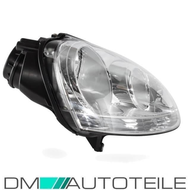Scheinwerfer H7-H7 Chrom + 4x H7 Osram Birnen passt für VW GOLF 5 ab 03-08 + Jetta