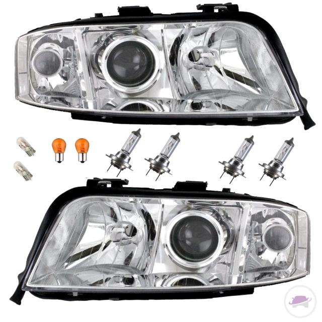 Set Audi A6 4B C5 Facelift Scheinwerfer rechts links 01-05 H7/H7 Klarglas + Birnen Komplett SET