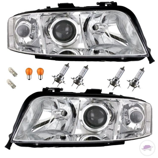 Set Audi A6 4B C5 Facelift Scheinwerfer rechts links 01-05 H7/H7 Klarglas + Birnen Komplett SET