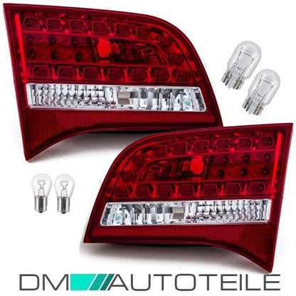 Set Audi A6 4F Avant LED Rückleuchten LI+RE Rot/Weiß innen Bj 08-11 +Birnen