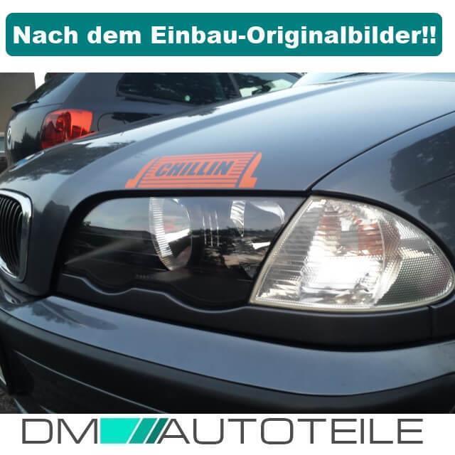 Set H7/H7 Scheinwerfer Rechts Links 98-01 Schwarz +Blinker Weiß passt für BMW 3er E46 LimoTouring