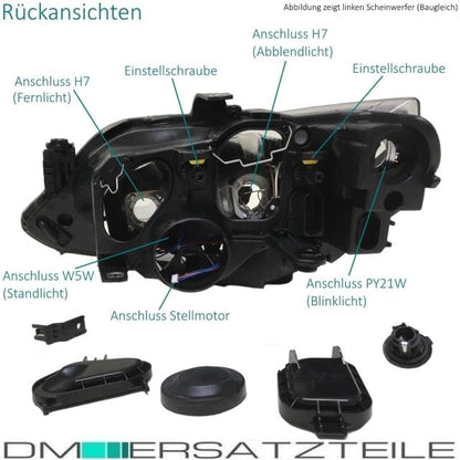 SET Seat Ibiza 6J Scheinwerfer Rechts Klarglas Chrom Schwarz 12-15 H7/H7 + Birnen SET