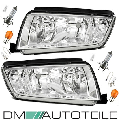 Scheinwerfer SET + Birnen H7/H3 Leuchtmittel passt für Skoda Fabia 6Y ab 1999-2008