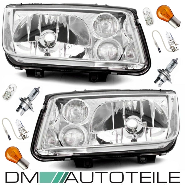 Scheinwerfer SET + Birnen H4/H3 Leuchtmittel passt für VW Bora 1J ab 1998-2006