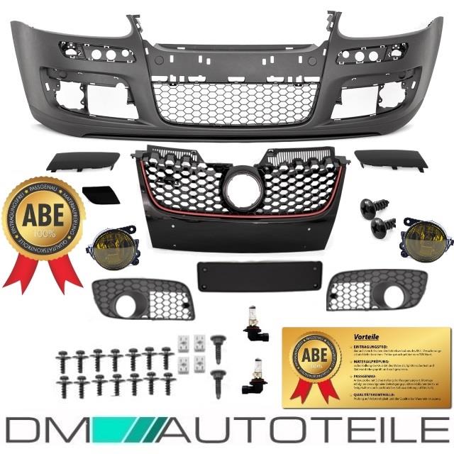 Stoßstange vorne + Nebelscheinwerfer Gelb für GTI + ABE + Montageset für Golf 5