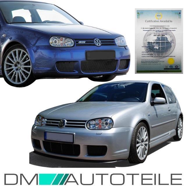 Frontschürze Stoßstange vorne für VW Golf 4 ALU RACE + R32 GITTER aus Alu