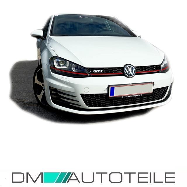 Kühlergrill Front Grill Schwarz Glanz Rote Leiste für Emblem passt für VW Golf 7 nicht GTI bj 12-16