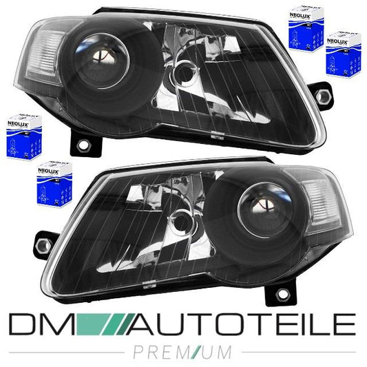 Scheinwerfer SET Klarglas Schwarz H7/H7 + Birnen passt für VW Passat 3C ab 2005-2010