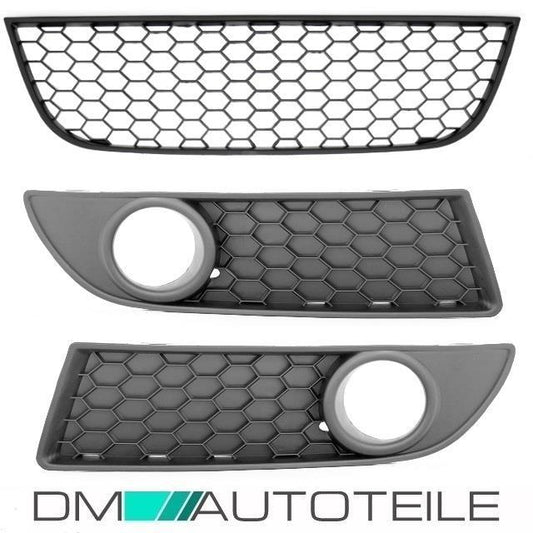 Wabengrill Frontgrill SET Wabengitter Stoßstangengitter passt für VW Polo 9N3