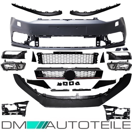 Stoßstange vorne + Grill Nebel SET + Spoiler passt für VW Polo 6R 6C FACELIFT