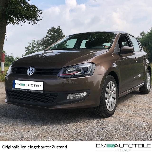 Satz Scheinwerfer Schwarz LED TFL GTI Fassung H7/H7 für VW Polo 6R 6C 10-17