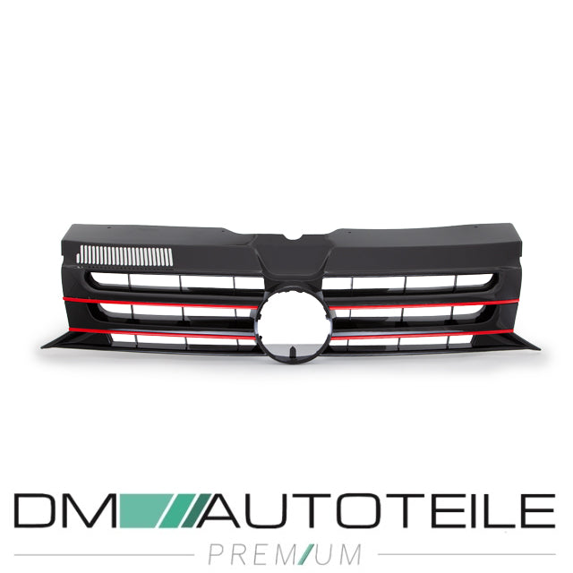 Kühlergrill Front Grill Schwarz lackiert Leiste Rot für VW T5 GP Facelift 09-15