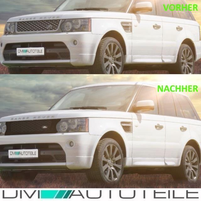 Set Range Rover Sport L320 Facelift Kühlergrill + Kotflügelgitter Schwarz Hochglanz 10-13