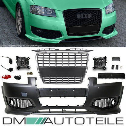 Stoßstange + Grill Chrom Schwarz + Nebel passt für Audi A3 8P ab 03-08 nicht S3