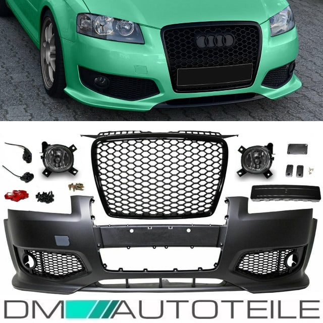 Sport Stoßstange + Wabengrill Schwarz passt für Audi A3 8P ab 03-08 kein RS3 S3