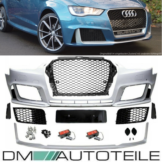 Sport Stoßstange vorne + Wabengrill Schwarz passt für Audi A3 8V 12-16 kein RS3