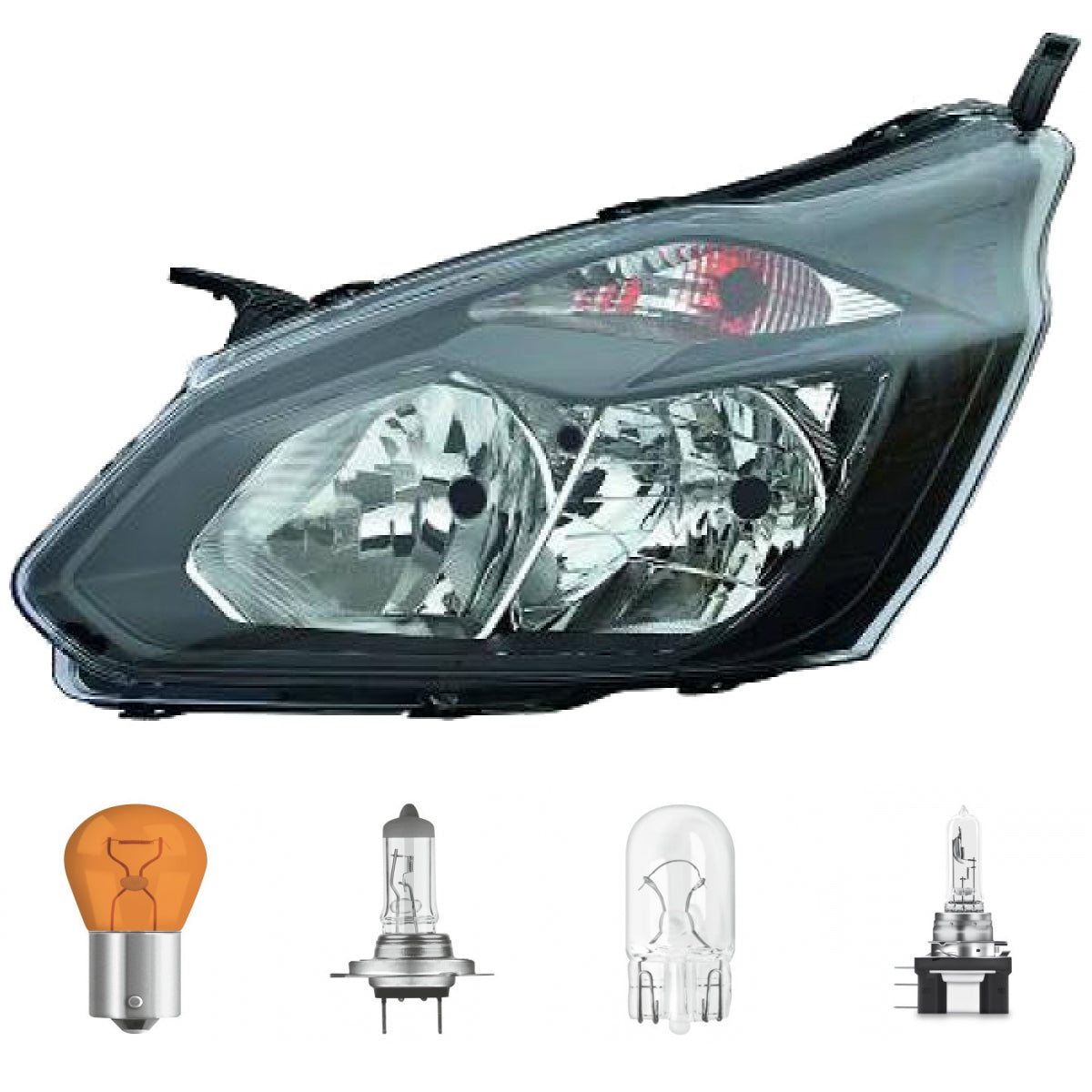 Scheinwerfer links H15 passt für Ford Tourneo CUSTOM V362 Vorfacelift ab 12-18 inklusive Leuchtmittel/Birnen