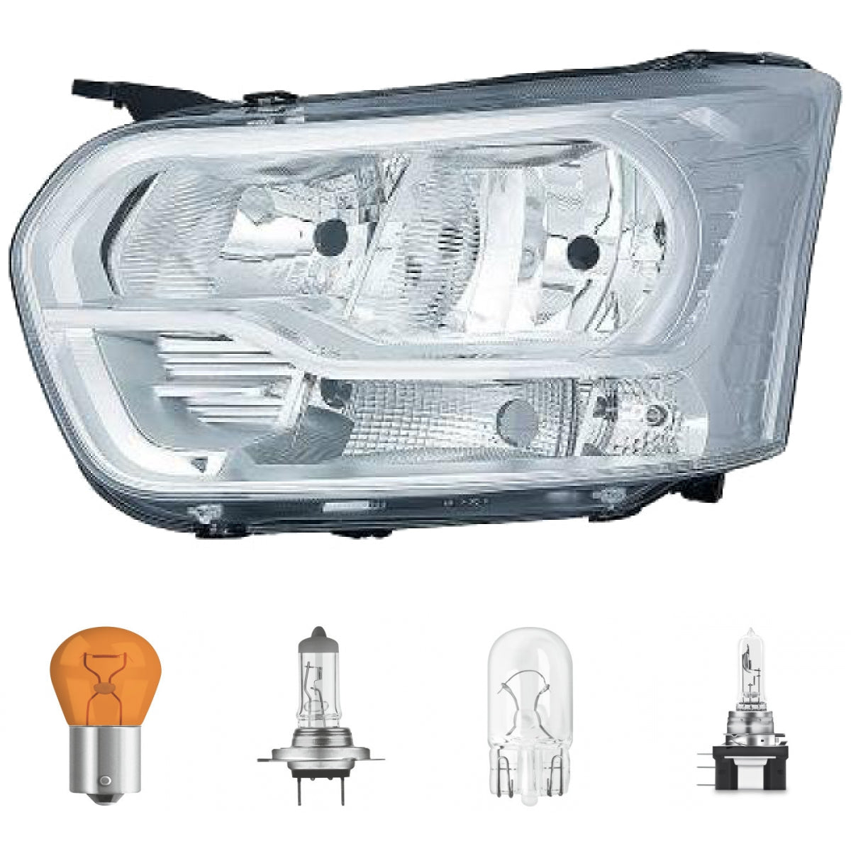 Scheinwerfer H7 Depo rechts passt für Ford Transit V363 (FAD/FCD/FED) ab 13-16 inklusive Leuchtmittel/Birnen