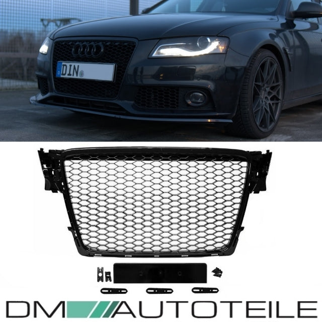 Kühlergrill Wabengrill Schwarz Hochglanz passt für Audi A4 B8 ab 08-12 kein RS4