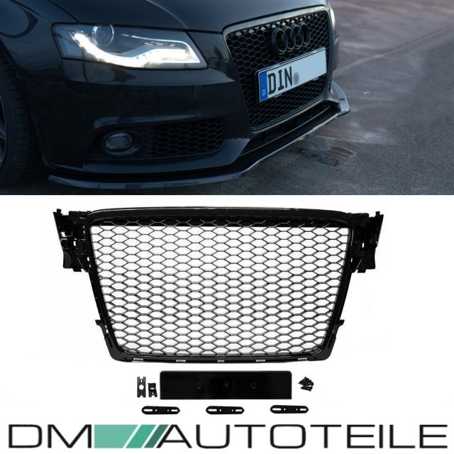 Kühlergrill Wabengrill Schwarz Hochglanz passt für Audi A4 B8 ab 08-12 kein RS4