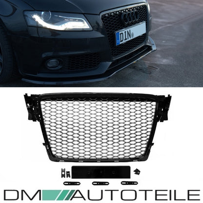 Kühlergrill Wabengrill Schwarz Hochglanz passt für Audi A4 B8 ab 08-12 kein RS4