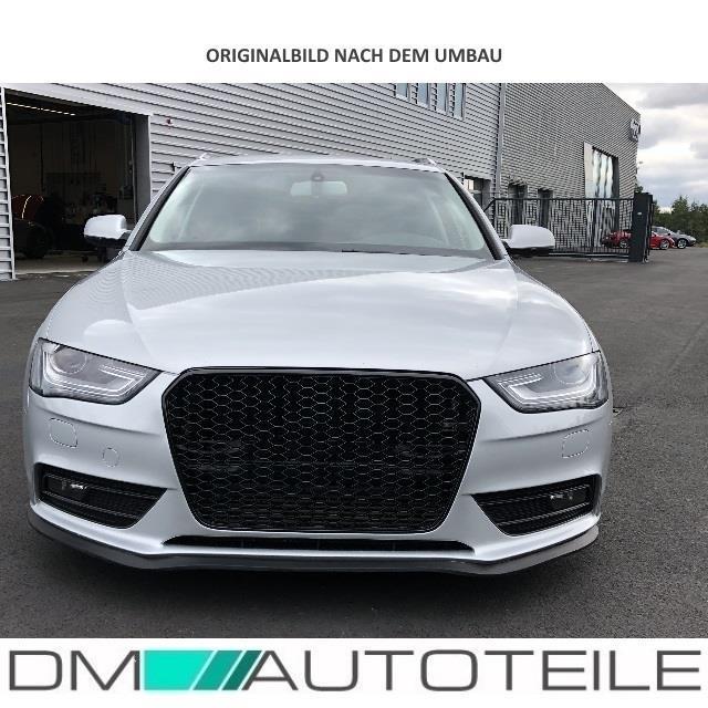 SET Kühlergrill Wabengrill + Nebelscheinwerfergitter Schwarz Hochglanz passend Audi A4 B8 11-15 + RS4