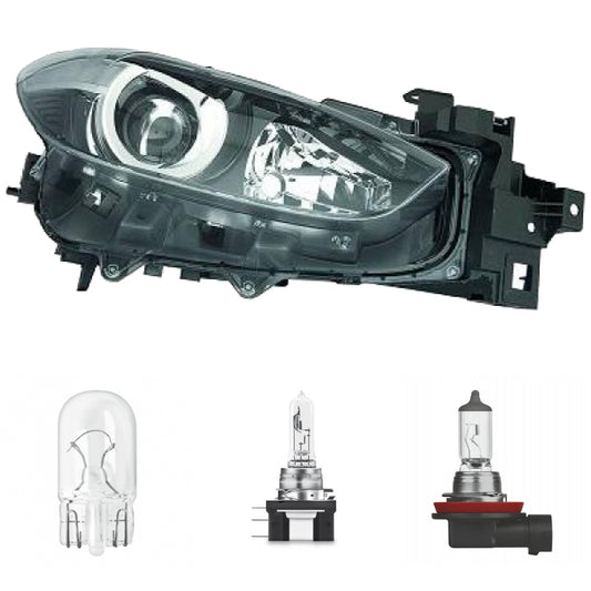 Scheinwerfer Depo H11/H15 rechts passt für Mazda 3 Stufenheck (BM) ab 17-19 inklusive Leuchtmittel/Birnen