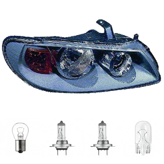 Scheinwerfer grau rechts passt für Nissan Almera II (N16) ab Baujahr 02-06 inklusive Leuchtmittel/Birnen