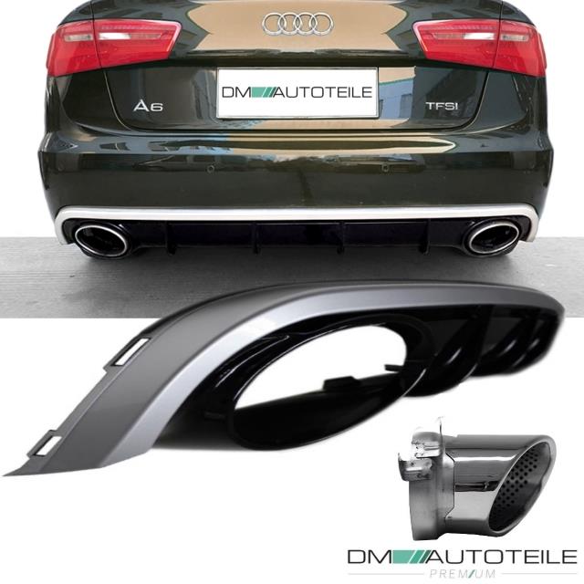 Heckdiffusor Schwarz + Blenden passt für Audi A6 C7 Limousine ab 11-14 kein RS6