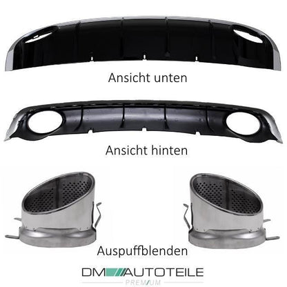 Heckdiffusor Schwarz + Blenden passt für Audi A6 C7 Limousine ab 11-14 kein RS6