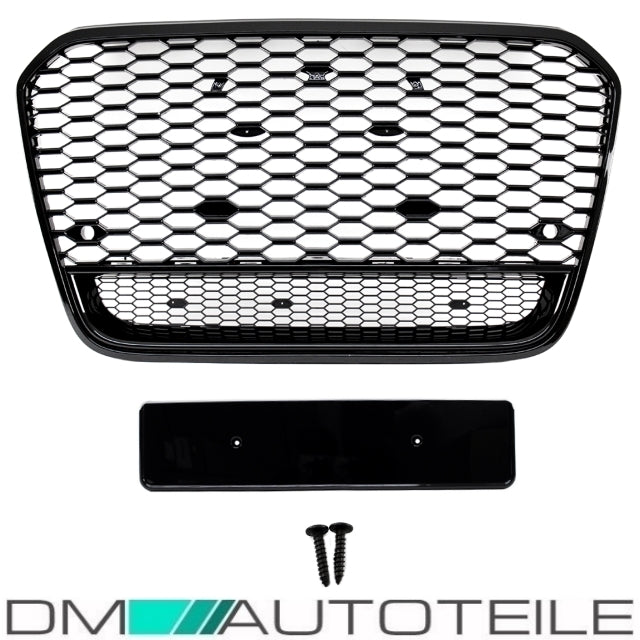 Sport Wabendesign Kühlergrill Hochglanz Schwarz passt für Audi A6 4G C7 bj 10-15 außer RS6 S6