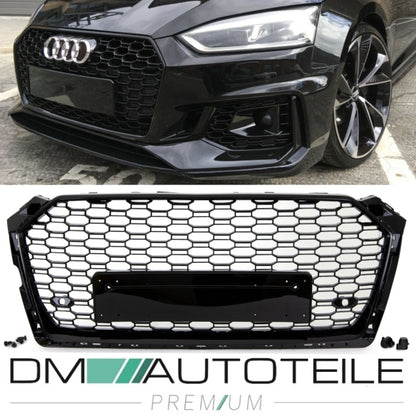 Kühlergrill Grill Wabendesign hochglanz Schwarz lackiert passt für Audi A5 F5 ab Baujahr 2016 außer RS5