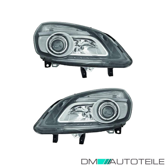 Scheinwerfer SET chrom schwarz H7/H1 passt für Renault Scénic II bj 06-09