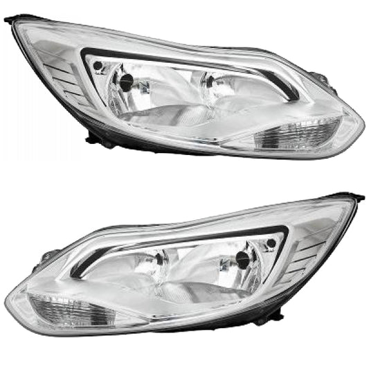 Depo / TYC Scheinwerfer Hauptscheinwerfer Frontscheinwerfer SET chrom H7/H1 Motor für Ford Focus III Baujahr 2011-2014