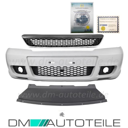 Set Opel Astra G OPC II Design Stoßstange vorne ABS 97-04 inklusive Kühlergitter ohne Emblem mit Chromleiste